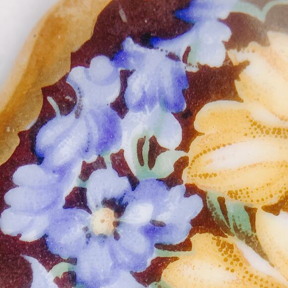 VTG Signed Schumann Bavaria Hand Painted Porcelain Floral Brooch 20s C-Clasp Pin - Picture 14 of 16